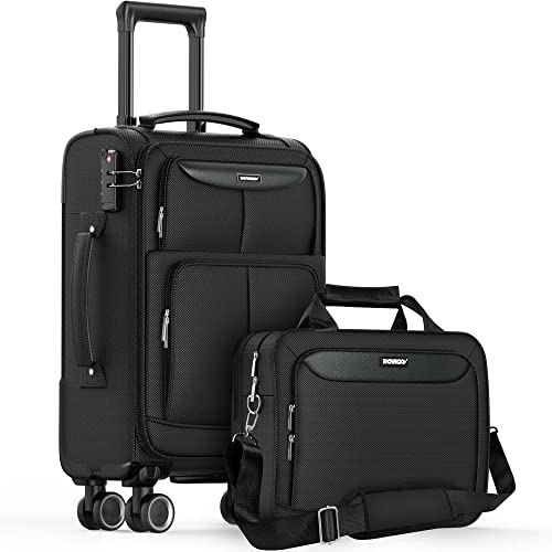 SHOWKOO Carry-on Luggage 2 Piece Softside Lightweight Durable - Black - SHOWKOO Carry-on Luggage 2 Piece Softside Lightweight Durable - Black - Travelking