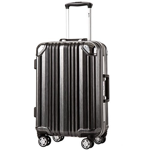 Coolife Luggage Aluminium Frame Suitcase TSA Lock - Black - Coolife Luggage Aluminium Frame Suitcase TSA Lock - Black - Travelking