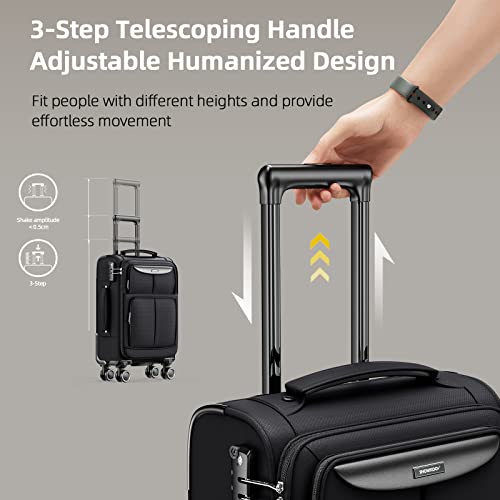 SHOWKOO Luggage Sets 3 Piece Softside Expandable Lightweight-Black - SHOWKOO Luggage Sets 3 Piece Softside Expandable Lightweight-Black - Travelking