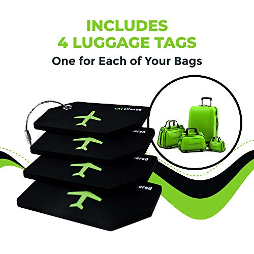 Untethered Luggage Tag Set | 4 Pack Flexible & Bright Silicone - Untethered Luggage Tag Set | 4 Pack Flexible & Bright Silicone - Travelking