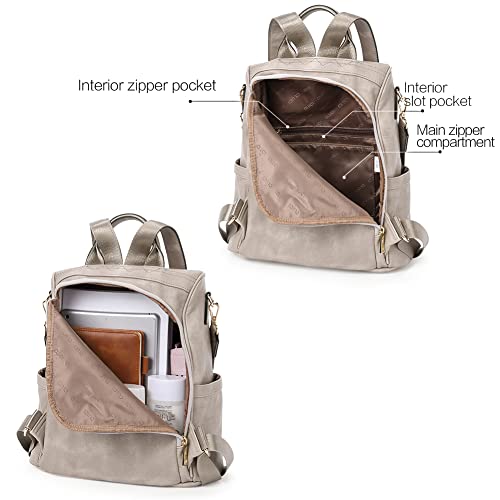 2 Tone Vintage Grey Women's Backpack Purse for Travel and Leisure - 2 Tone Vintage Grey Women's Backpack Purse for Travel and Leisure - Travelking