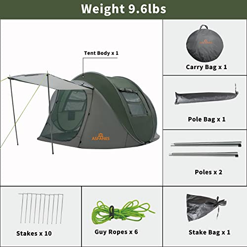 ASFANES Easy Pop Up Tent,4 Person Waterproof Tent Automatic - ASFANES Easy Pop Up Tent,4 Person Waterproof Tent Automatic - Travelking