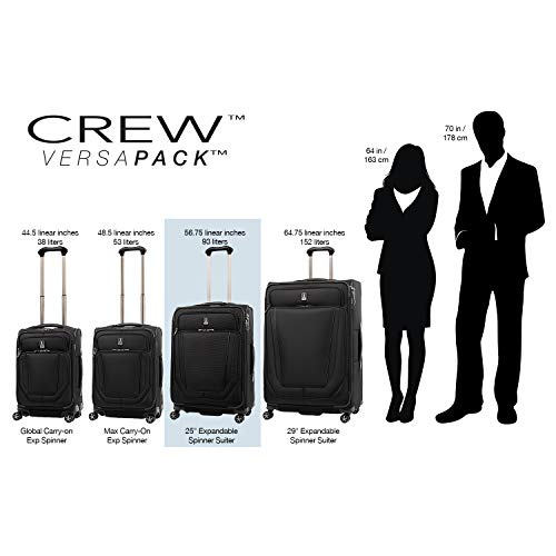 Travelpro Crew Versapack Softside Expandable Spinner Wheel Luggage, Jet Black - Travelpro Crew Versapack Softside Expandable Spinner Wheel Luggage, Jet Black - Travelking