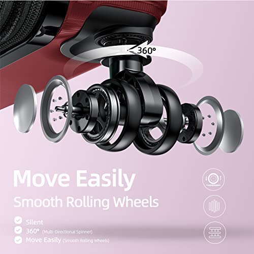 SHOWKOO Luggage Sets Expandable ABS Hardshell 3pcs Clearance, Wine Red - SHOWKOO Luggage Sets Expandable ABS Hardshell 3pcs Clearance, Wine Red - Travelking