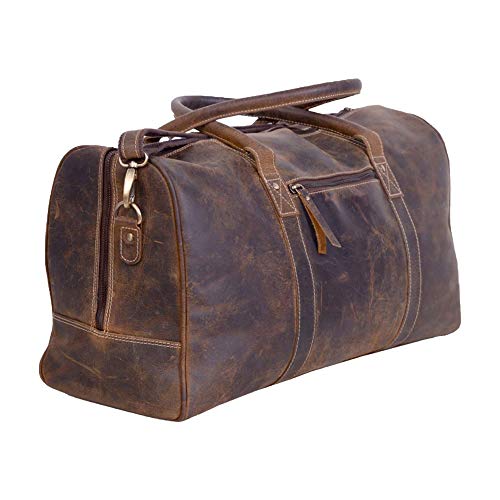 KomalC Leather Travel Duffle Bag Full Grain Leather Overnight - KomalC Leather Travel Duffle Bag Full Grain Leather Overnight - Travelking