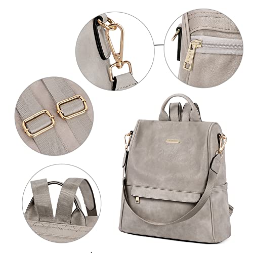 2 Tone Vintage Grey Women's Backpack Purse for Travel and Leisure - 2 Tone Vintage Grey Women's Backpack Purse for Travel and Leisure - Travelking