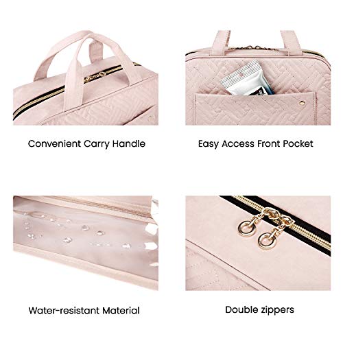 BAGSMART Toiletry Bag Travel Bag with hanging hook, Pink - BAGSMART Toiletry Bag Travel Bag with hanging hook, Pink - Travelking