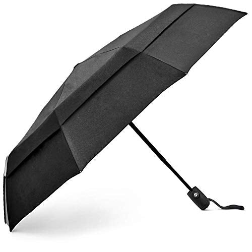 Windproof Travel Umbrella- Double Vented - Auto - Black - Windproof Travel Umbrella- Double Vented - Auto - Black - Travelking