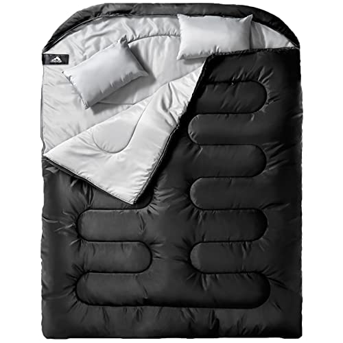 MEREZA Double Sleeping Bag for Adults Men Kids with Pillow, 2 Person - MEREZA Double Sleeping Bag for Adults Men Kids with Pillow, 2 Person - Travelking