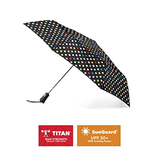 Totes Titan Compact Travel Umbrella - UV Sun Protection, Windproof - Totes Titan Compact Travel Umbrella - UV Sun Protection, Windproof - Travelking