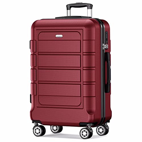 SHOWKOO Luggage PC+ABS Durable Expandable Hardside Suitcase, Wine Red - SHOWKOO Luggage PC+ABS Durable Expandable Hardside Suitcase, Wine Red - Travelking