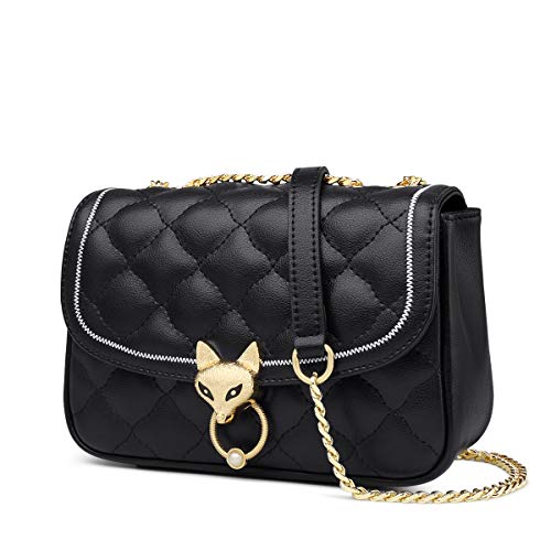 FOXER Small Crossbody Bag for Women, Split Cowhide Trendy Purse, Black - FOXER Small Crossbody Bag for Women, Split Cowhide Trendy Purse, Black - Travelking