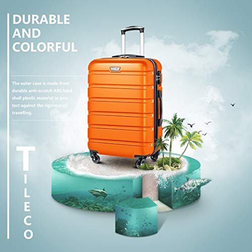 Coolife Luggage 3 Piece Set Suitcase Spinner Hardshell Lightweight TSA Lock (orange) - Coolife Luggage 3 Piece Set Suitcase Spinner Hardshell Lightweight TSA Lock (orange) - Travelking