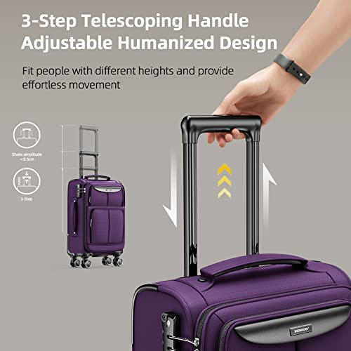 SHOWKOO Carry-on Luggage 2 Piece Softside Lightweight Durable - Purple - SHOWKOO Carry-on Luggage 2 Piece Softside Lightweight Durable - Purple - Travelking