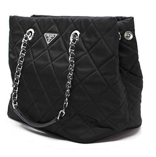 Prada Midnight Black Quilted Tessuto Chain Designer Shoulder Tote - Prada Midnight Black Quilted Tessuto Chain Designer Shoulder Tote - Travelking
