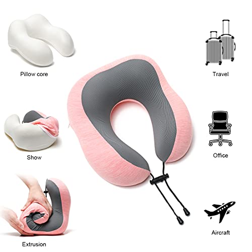 Travel Pillow Memory Foam Neck, Skin-Friendly and Breathable, Pink - Travel Pillow Memory Foam Neck, Skin-Friendly and Breathable, Pink - Travelking