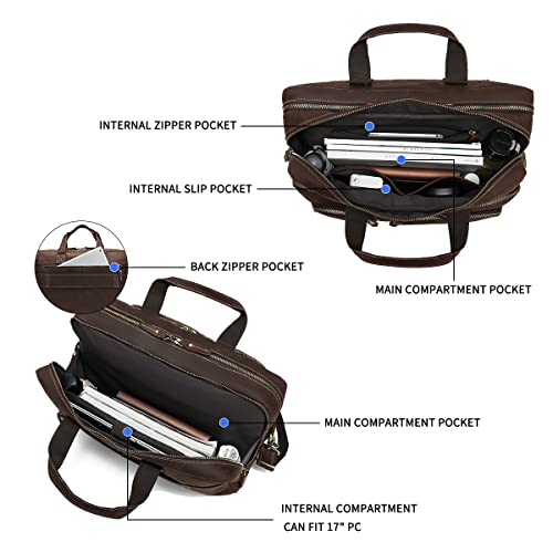 Hespary Vintage Genuine Leather Briefcase Messenger Laptop Bag - Hespary Vintage Genuine Leather Briefcase Messenger Laptop Bag - Travelking