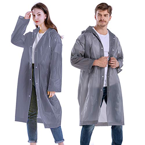 CeroPro Rain Coats for Adults Reusable - 2 Pack EVA - Grey - CeroPro Rain Coats for Adults Reusable - 2 Pack EVA - Grey - Travelking