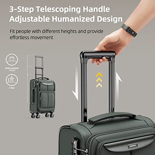SHOWKOO 3 Piece Expandable Luggage Set With TSA Lock - Army Green - SHOWKOO 3 Piece Expandable Luggage Set With TSA Lock - Army Green - Travelking