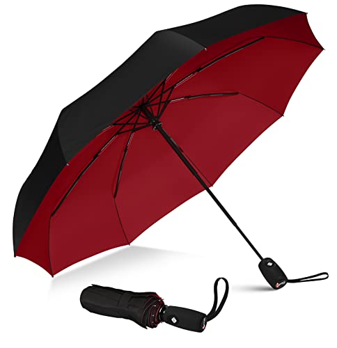 Repel Windproof Travel Umbrella - Wind Resistant - Black - Red - Repel Windproof Travel Umbrella - Wind Resistant - Black - Red - Travelking