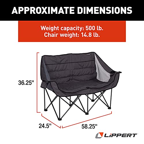 Lippert Folding Padded loveseat for Camping with Carry Bag - Lippert Folding Padded loveseat for Camping with Carry Bag - Travelking