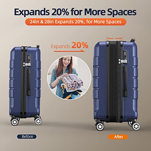SHOWKOO Carry-On Luggage PC+ABS Durable Hardside Suitcase with Spinner Wheels TSA LOCK, 20-Inch, Blue - SHOWKOO Carry-On Luggage PC+ABS Durable Hardside Suitcase with Spinner Wheels TSA LOCK, 20-Inch, Blue - Travelking