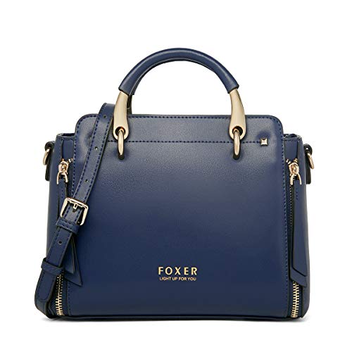 FOXER Handbags for Women, Genuine Leather Tote Bag, Dark Blue - FOXER Handbags for Women, Genuine Leather Tote Bag, Dark Blue - Travelking