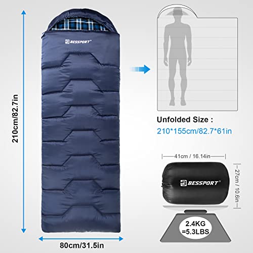 Bessport Flannel Lined Sleeping Bag Winter | 18℉ Extreme Season - Bessport Flannel Lined Sleeping Bag Winter | 18℉ Extreme Season - Travelking