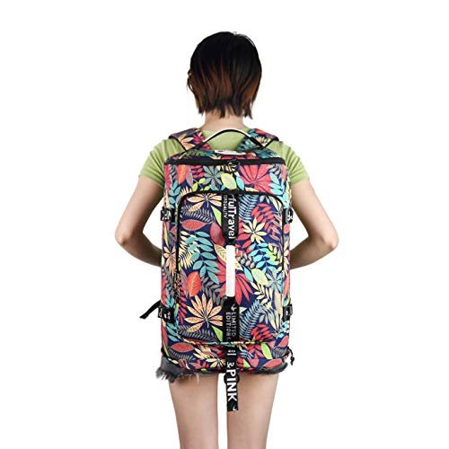 Floral Duffel Bag Backpack with Shoes Compartment for travel - Floral Duffel Bag Backpack with Shoes Compartment for travel - Travelking