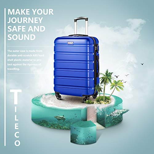 COOLIFE 3 Piece Luggage Set Hardshell With TSA Lock - Blue - COOLIFE 3 Piece Luggage Set Hardshell With TSA Lock - Blue - Travelking