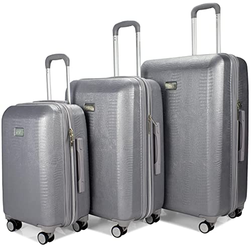 Badgley Mischka Snakeskin 3 Piece Expandable Luggage Set - Badgley Mischka Snakeskin 3 Piece Expandable Luggage Set - Travelking