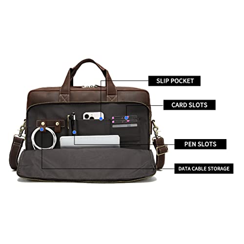 Hespary Vintage Genuine Leather Briefcase Messenger Laptop Bag - Hespary Vintage Genuine Leather Briefcase Messenger Laptop Bag - Travelking