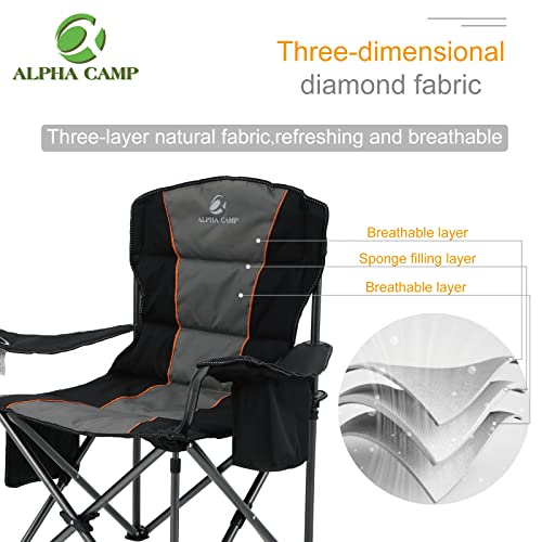 ALPHA CAMP Oversized Camping Folding Chair - Heavy Duty - ALPHA CAMP Oversized Camping Folding Chair - Heavy Duty - Travelking