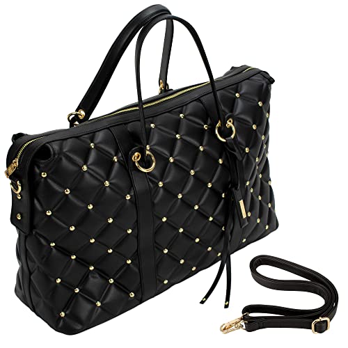 Badgley Mischka Quilted Weekender Bag, Black - Badgley Mischka Quilted Weekender Bag, Black - Travelking