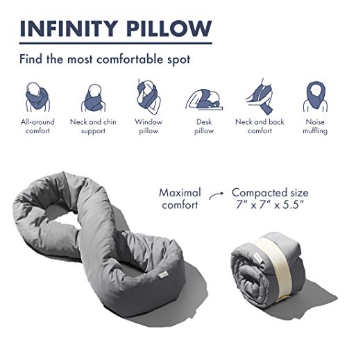 Huzi Infinity Pillow - Home Travel Soft Neck Scarf Support Sleep (Grey) - Huzi Infinity Pillow - Home Travel Soft Neck Scarf Support Sleep (Grey) - Travelking