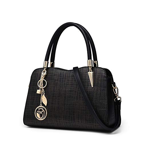 Foxer Leather Handbag, Genuine Leather with Adjustable Shoulder, Black - Foxer Leather Handbag, Genuine Leather with Adjustable Shoulder, Black - Travelking