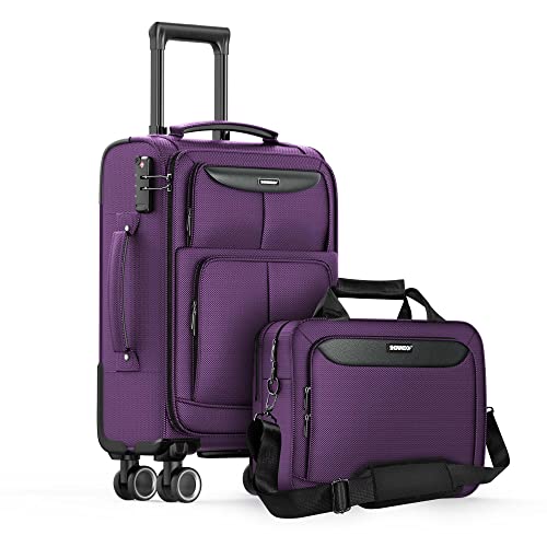 SHOWKOO Carry-on Luggage 2 Piece Softside Lightweight Durable - Purple - SHOWKOO Carry-on Luggage 2 Piece Softside Lightweight Durable - Purple - Travelking