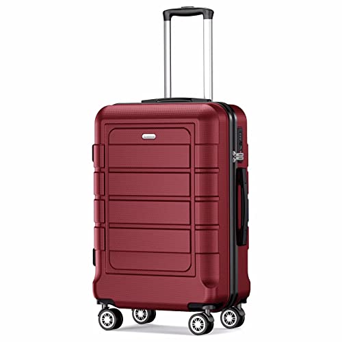 SHOWKOO Luggage Carry-On 20-Inch - Lightweight ABS+PC, Silent Wheels, Wine Red - SHOWKOO Luggage Carry-On 20-Inch - Lightweight ABS+PC, Silent Wheels, Wine Red - Travelking