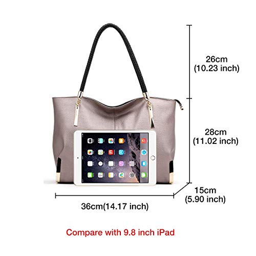 FOXER Large Leather Tote Handbags for Women, Split Cowhide, Rose Gold - FOXER Large Leather Tote Handbags for Women, Split Cowhide, Rose Gold - Travelking