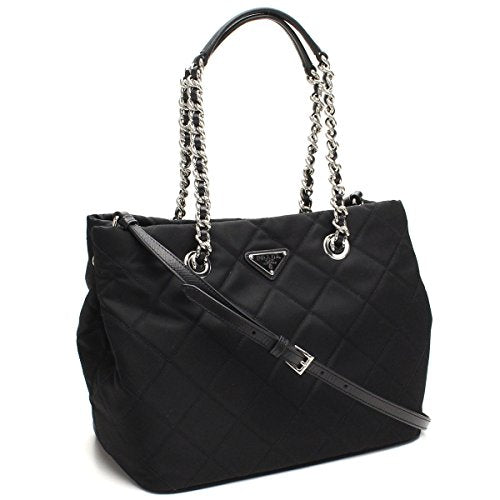 Prada Midnight Black Quilted Tessuto Chain Designer Shoulder Tote - Prada Midnight Black Quilted Tessuto Chain Designer Shoulder Tote - Travelking