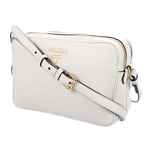 Prada Women's White Vitello Phenix Leather Crossbody HandBag - Prada Women's White Vitello Phenix Leather Crossbody HandBag - Travelking