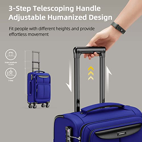 SHOWKOO Luggage Sets 3 Piece Softside Expandable Lightweight - Blue - SHOWKOO Luggage Sets 3 Piece Softside Expandable Lightweight - Blue - Travelking