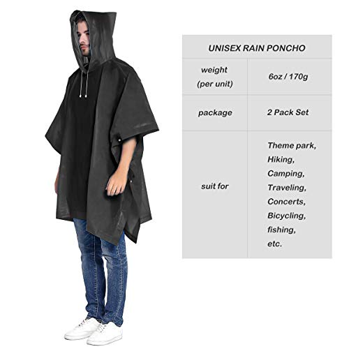 Rain Ponchos for women and men (2 Pack) - Black - Rain Ponchos for women and men (2 Pack) - Black - Travelking
