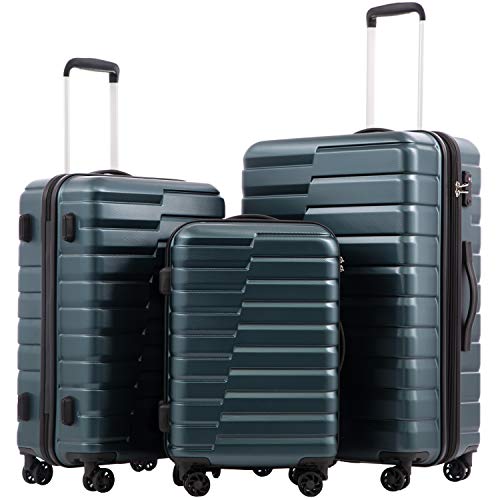 COOLIFE 3 Piece Luggage Set - PC ABS - TSA Lock- Teal Blue - COOLIFE 3 Piece Luggage Set - PC ABS - TSA Lock- Teal Blue - Travelking