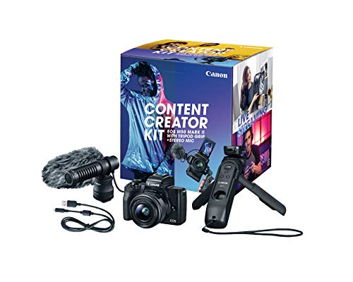 Canon EOS M50 Mark II Content Creator Kit, Mirrorless 4K Vlogging Camera Kit Includes EF-M 15-45mm Lens, Tripod Grip, Stereo Microphone - Canon EOS M50 Mark II Content Creator Kit, Mirrorless 4K Vlogging Camera Kit Includes EF-M 15-45mm Lens, Tripod Grip, Stereo Microphone - Travelking