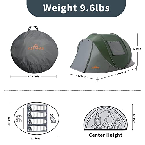 ASFANES Easy Pop Up Tent,4 Person Waterproof Tent Automatic - ASFANES Easy Pop Up Tent,4 Person Waterproof Tent Automatic - Travelking