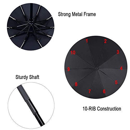 2 Travel Umbrellas - Windproof Auto Open & Close - Black & Blue - 2 Travel Umbrellas - Windproof Auto Open & Close - Black & Blue - Travelking