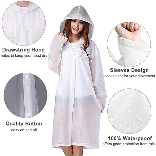 2 Piece Rain Ponchos for Adults - Reusable - White - 2 Piece Rain Ponchos for Adults - Reusable - White - Travelking