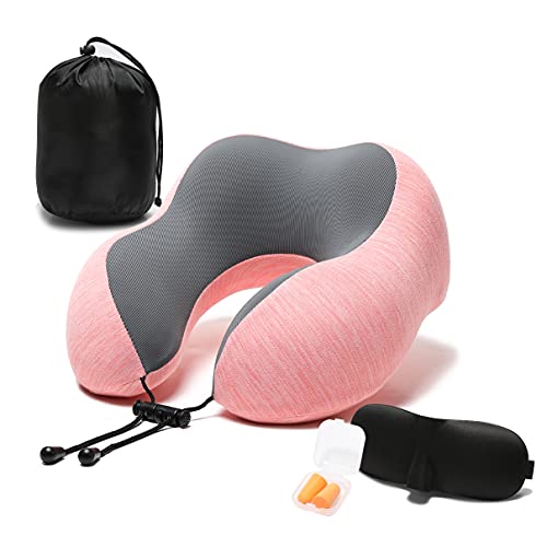 Travel Pillow Memory Foam Neck, Skin-Friendly and Breathable, Pink - Travel Pillow Memory Foam Neck, Skin-Friendly and Breathable, Pink - Travelking