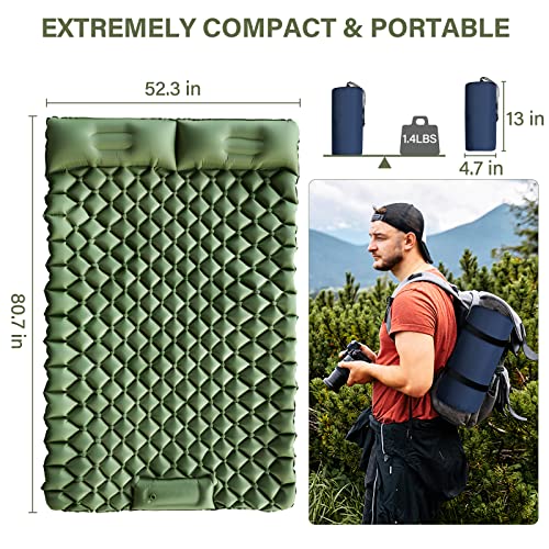 Yuzonc Double Camping Sleeping Pad, Inflatable Camping Pad - Yuzonc Double Camping Sleeping Pad, Inflatable Camping Pad - Travelking